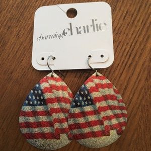 Charming Charlie Flag Dangle Earrings